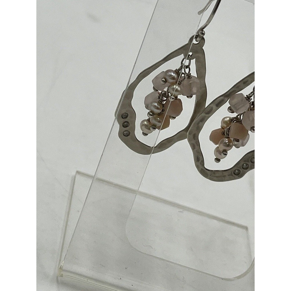 Silpada Earrings W2211 Blush Grape Pink‎ Soapstone Pearl Quartz Dangle Silver - Picture 4 of 12